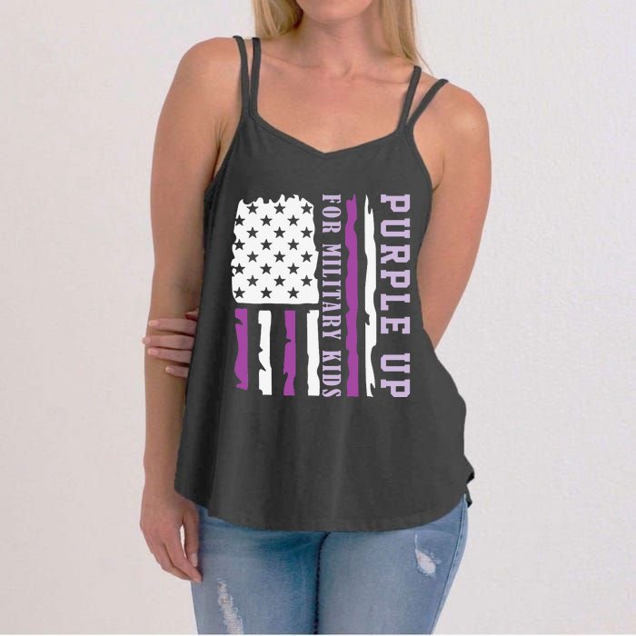 Wear purple up for military month of the military child Women's Strappy Tank