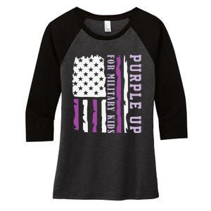 Wear purple up for military month of the military child Women's Tri-Blend 3/4-Sleeve Raglan Shirt