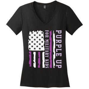 Wear purple up for military month of the military child Women's V-Neck T-Shirt