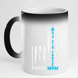 Womens Proud US Air Force Mom Rocket America Flag Mother's Day 11oz Black Color Changing Mug