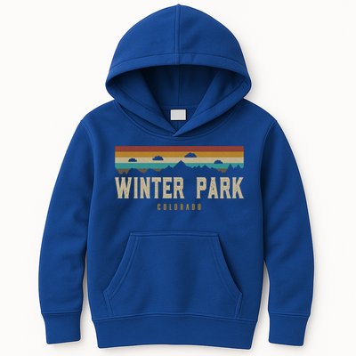Winter Park Vintage Mountains Hiking Camping Colorado Retro Cute Gift Kids Hoodie