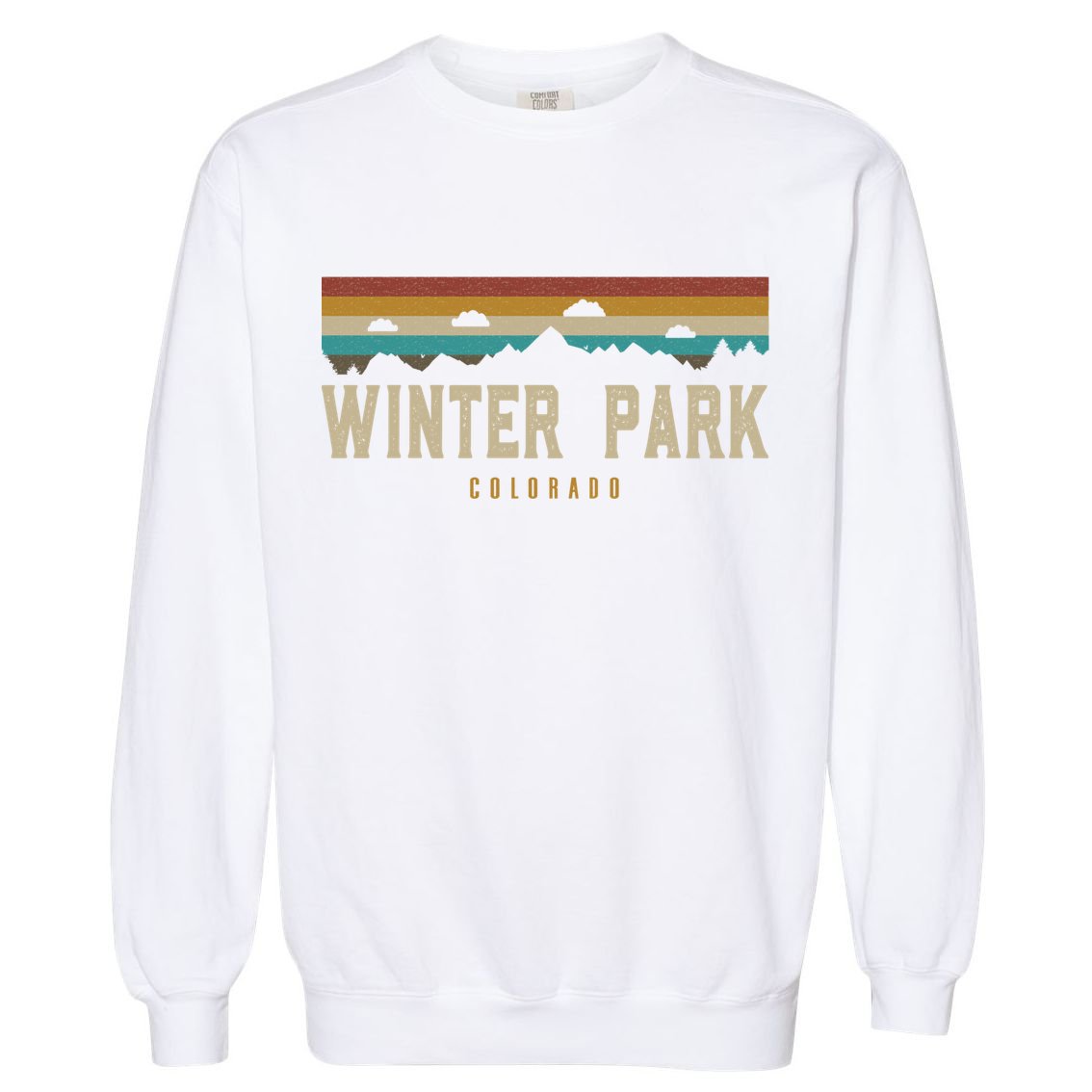 Winter Park Vintage Mountains Hiking Camping Colorado Retro Cute Gift Garment-Dyed Sweatshirt