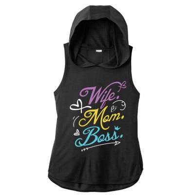 Wo Power Wife Mom Boss Gift Design Mothers Day Cool Gift Ladies PosiCharge Tri-Blend Wicking Draft Hoodie Tank