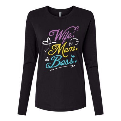 Wo Power Wife Mom Boss Gift Design Mothers Day Cool Gift Womens Cotton Relaxed Long Sleeve T-Shirt