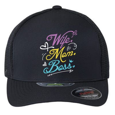 Wo Power Wife Mom Boss Gift Design Mothers Day Cool Gift Flexfit Unipanel Trucker Cap