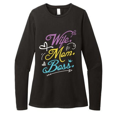 Wo Power Wife Mom Boss Gift Design Mothers Day Cool Gift Womens CVC Long Sleeve Shirt