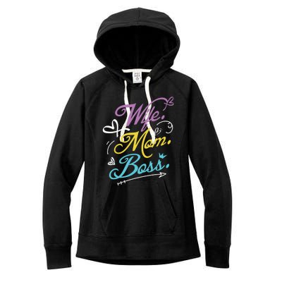 Wo Power Wife Mom Boss Gift Design Mothers Day Cool Gift Women's Fleece Hoodie