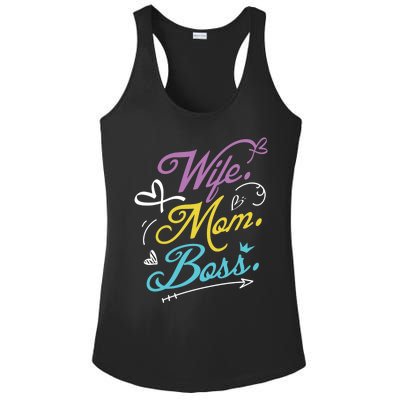 Wo Power Wife Mom Boss Gift Design Mothers Day Cool Gift Ladies PosiCharge Competitor Racerback Tank