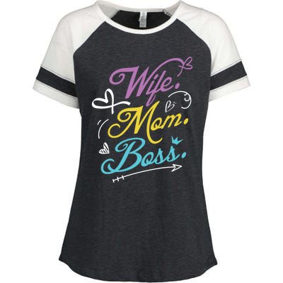 Wo Power Wife Mom Boss Gift Design Mothers Day Cool Gift Enza Ladies Jersey Colorblock Tee