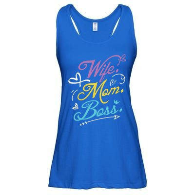 Wo Power Wife Mom Boss Gift Design Mothers Day Cool Gift Ladies Essential Flowy Tank