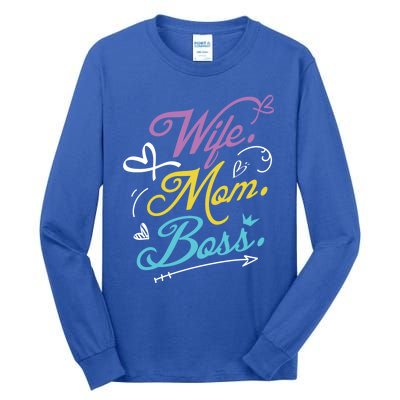 Wo Power Wife Mom Boss Gift Design Mothers Day Cool Gift Tall Long Sleeve T-Shirt