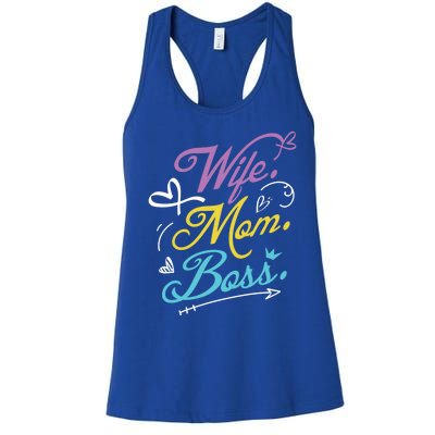 Wo Power Wife Mom Boss Gift Design Mothers Day Cool Gift Women's Racerback Tank