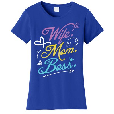 Wo Power Wife Mom Boss Gift Design Mothers Day Cool Gift Women's T-Shirt