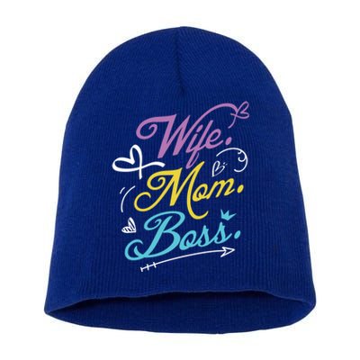 Wo Power Wife Mom Boss Gift Design Mothers Day Cool Gift Short Acrylic Beanie