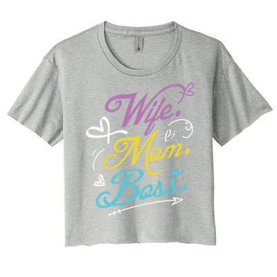 Wo Power Wife Mom Boss Gift Design Mothers Day Cool Gift Women's Crop Top Tee