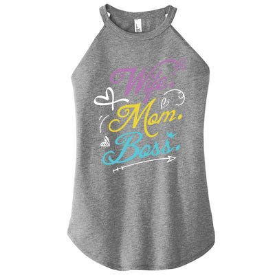 Wo Power Wife Mom Boss Gift Design Mothers Day Cool Gift Women's Perfect Tri Rocker Tank