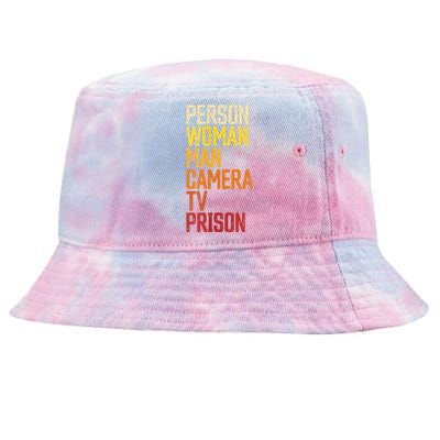 Womens Person Woman Man Camera TV Prison Haha Funny Anit Trump Tie-Dyed Bucket Hat