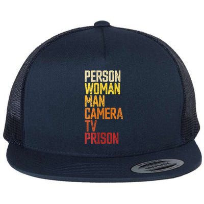 Womens Person Woman Man Camera TV Prison Haha Funny Anit Trump Flat Bill Trucker Hat