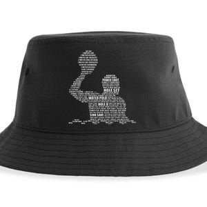 Waterpolo Player Word Cloud Water Polo Players Coach Sustainable Bucket Hat