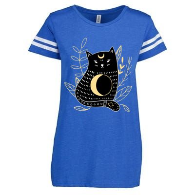 Wiccan Pagan Witch Crescent Moon Black Cat Familiar Cool Gift Enza Ladies Jersey Football T-Shirt