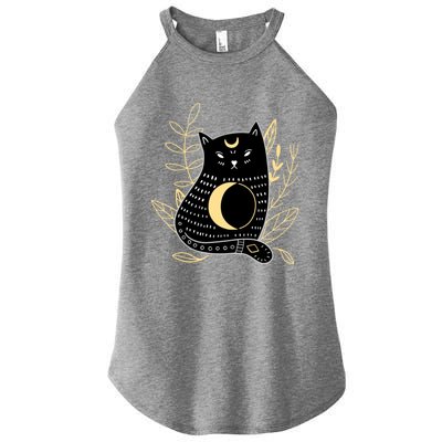 Wiccan Pagan Witch Crescent Moon Black Cat Familiar Cool Gift Women’s Perfect Tri Rocker Tank