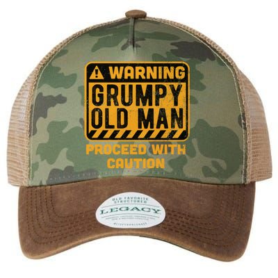 Warning Proceed With Caution Grumpy Old Father Day Gift Legacy Tie Dye Trucker Hat