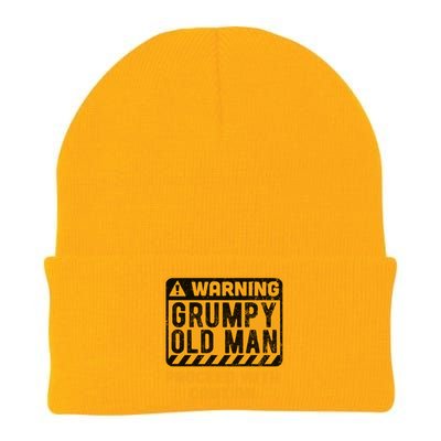 Warning Proceed With Caution Grumpy Old Father Day Gift Knit Cap Winter Beanie