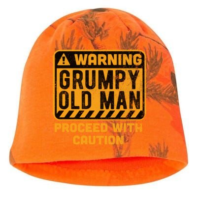 Warning Proceed With Caution Grumpy Old Father Day Gift Kati - Camo Knit Beanie