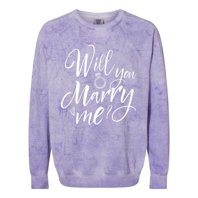 Wedding Proposal Will You Marry Me Great Gift Engaget Outfit Gift Cool Gift Colorblast Crewneck Sweatshirt