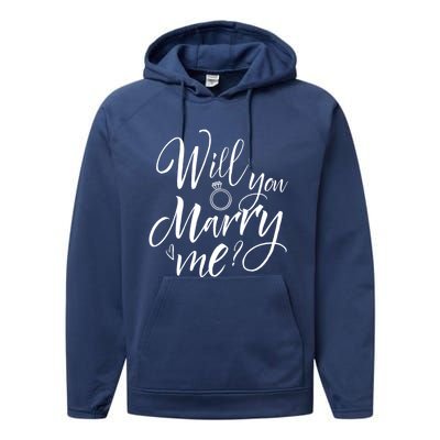 Wedding Proposal Will You Marry Me Great Gift Engaget Outfit Gift Cool Gift Performance Fleece Hoodie