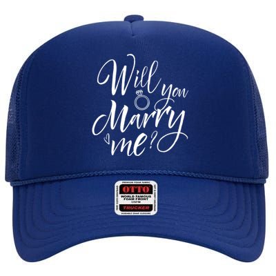 Wedding Proposal Will You Marry Me Great Gift Engaget Outfit Gift Cool Gift High Crown Mesh Back Trucker Hat