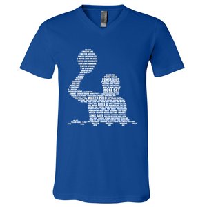 Waterpolo Player Word Cloud Water Polo Players Coach Gift V-Neck T-Shirt