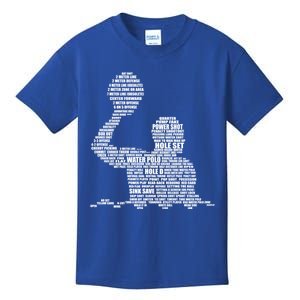 Waterpolo Player Word Cloud Water Polo Players Coach Gift Kids T-Shirt