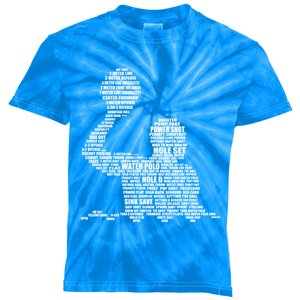 Waterpolo Player Word Cloud Water Polo Players Coach Gift Kids Tie-Dye T-Shirt