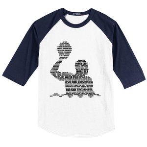 Waterpolo Player Word Cloud Water Polo Players Coach Gift Baseball Sleeve Shirt