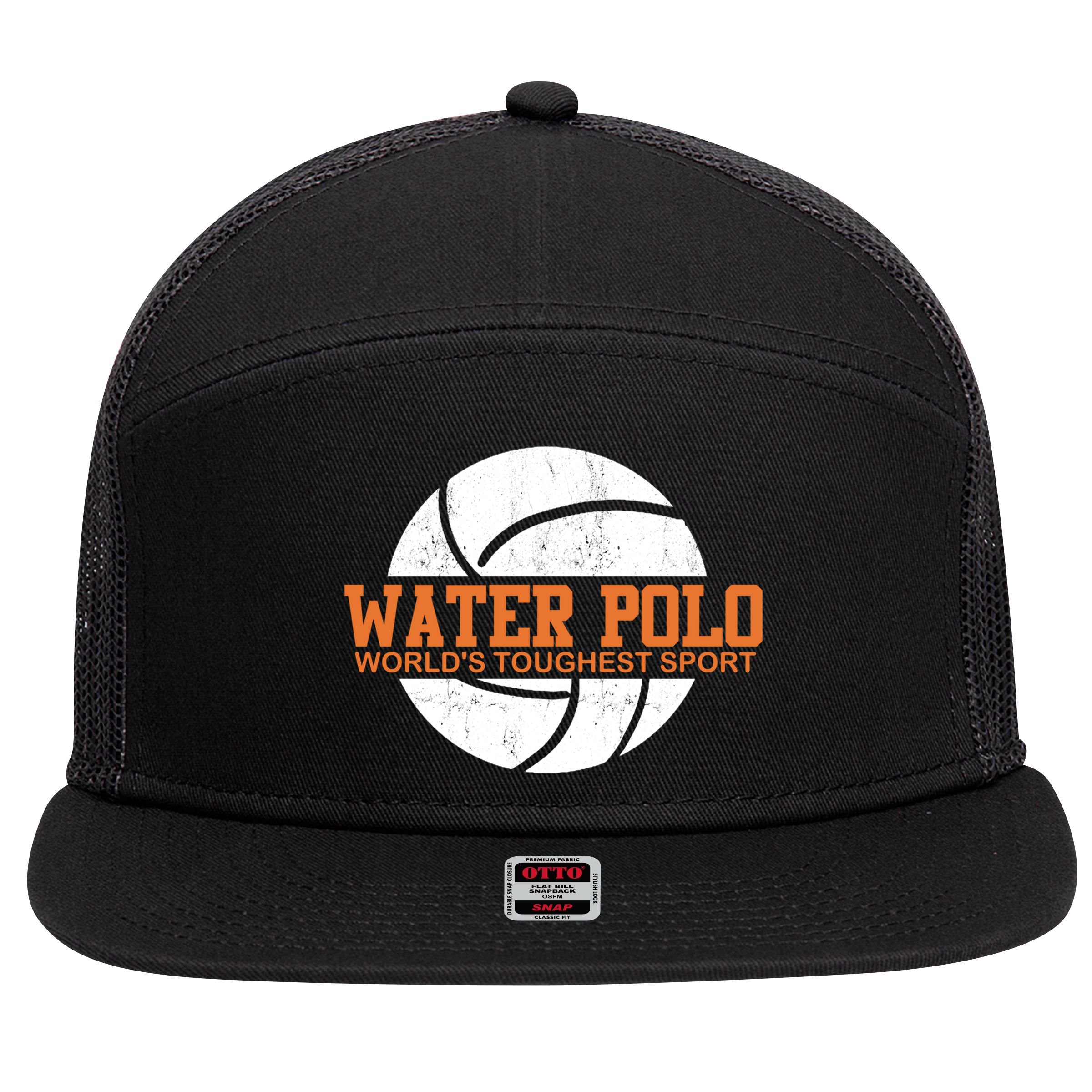 Water Polo World's Toughest Sport Swimming Water Polo Cool Gift 7 Panel Mesh Trucker Snapback Hat
