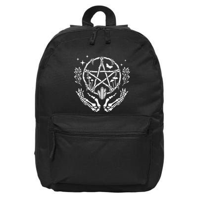 Wiccan Pentacle Wreath With Skeleton Hands And Crystals 16 in Basic Backpack
