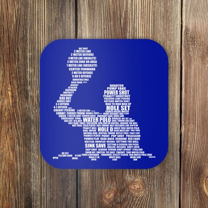 Waterpolo Player Word Cloud Water Polo Players Coach Gift Cute Gift Coaster