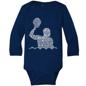 Waterpolo Player Word Cloud Water Polo Players Coach Gift Cute Gift Baby Long Sleeve Bodysuit