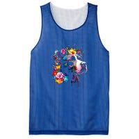 Watercolor Pitbull With Flowers Funny Gift Mesh Reversible Basketball Jersey Tank