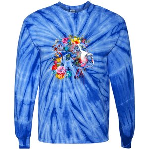 Watercolor Pitbull With Flowers Funny Gift Tie-Dye Long Sleeve Shirt