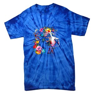 Watercolor Pitbull With Flowers Funny Gift Tie-Dye T-Shirt