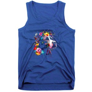 Watercolor Pitbull With Flowers Funny Gift Tank Top