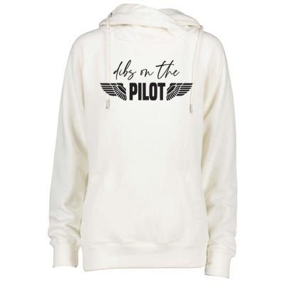 Womens Pilot Wife Dibs On The Pilot Womens Funnel Neck Pullover Hood