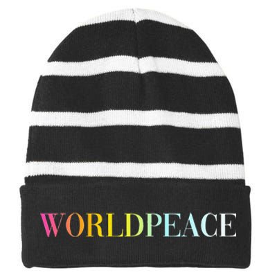 World Peace Striped Beanie with Solid Band