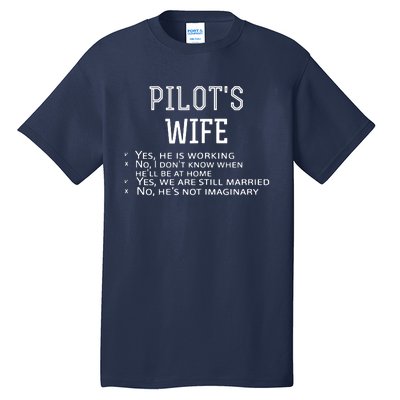 Womens Pilots Wife Checklist Funny Husband Working Tee Tall T-Shirt