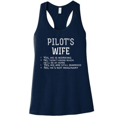 Womens Pilots Wife Checklist Funny Husband Working Tee Women's Racerback Tank