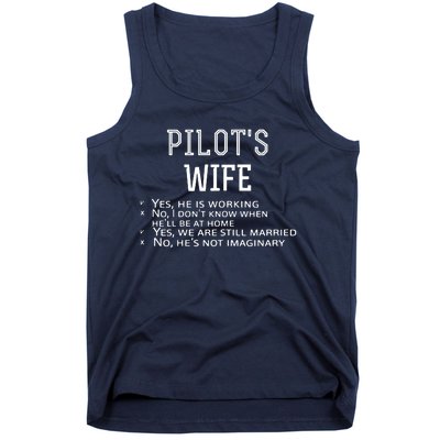 Womens Pilots Wife Checklist Funny Husband Working Tee Tank Top