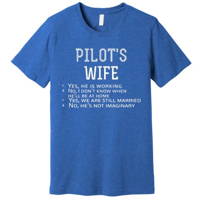 Womens Pilots Wife Checklist Funny Husband Working Tee Premium T-Shirt