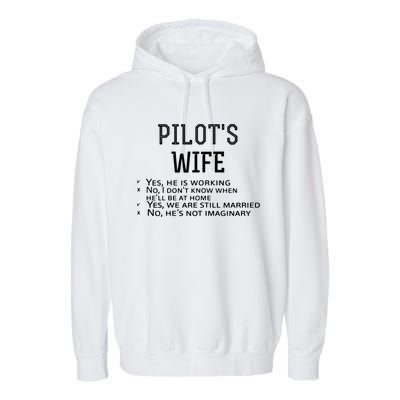 Womens Pilots Wife Checklist Funny Husband Working Tee Garment-Dyed Fleece Hoodie